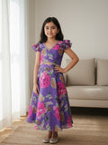 Purple Crape designer crop top lehenga for girls | Made for little twirls