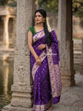 Banaras Silk Saree for Women | dark pink | Party Wear | Paithani Border