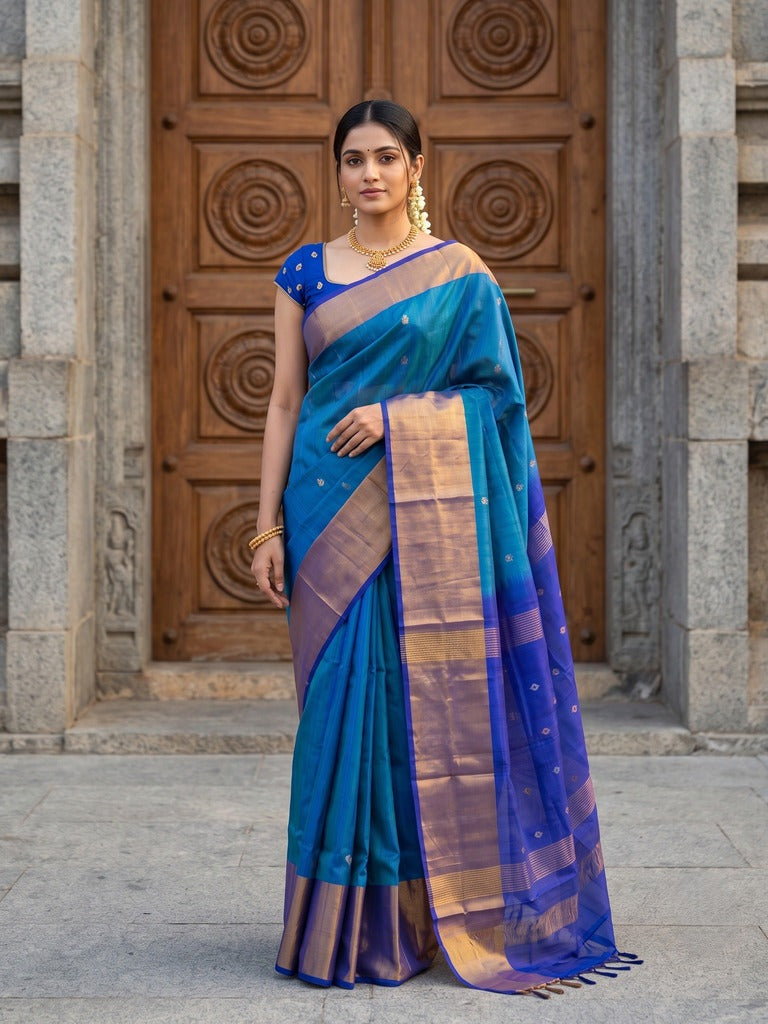 Uppada pattu saree for women | Royal blue | allover zari motifs | party wear