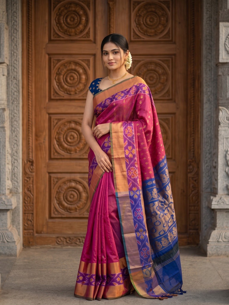 Uppada pattu saree for women | Royal blue | allover zari motifs | party wear