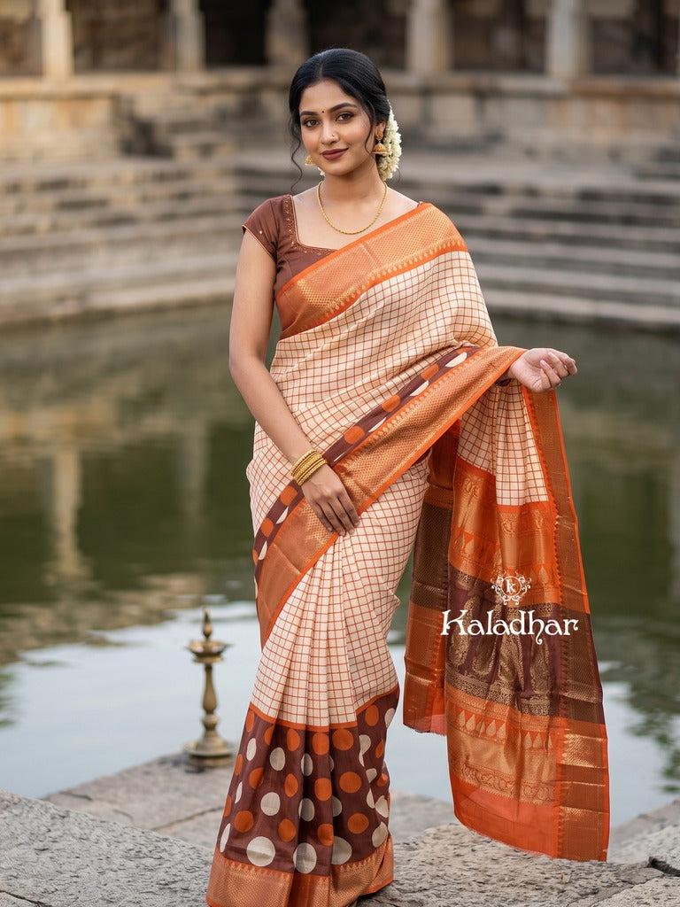 Dola silk fancy saree for women | cream | zari border | party wear