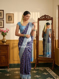 Banaras patola fancy saree for women | royal blue | zari border | party wear