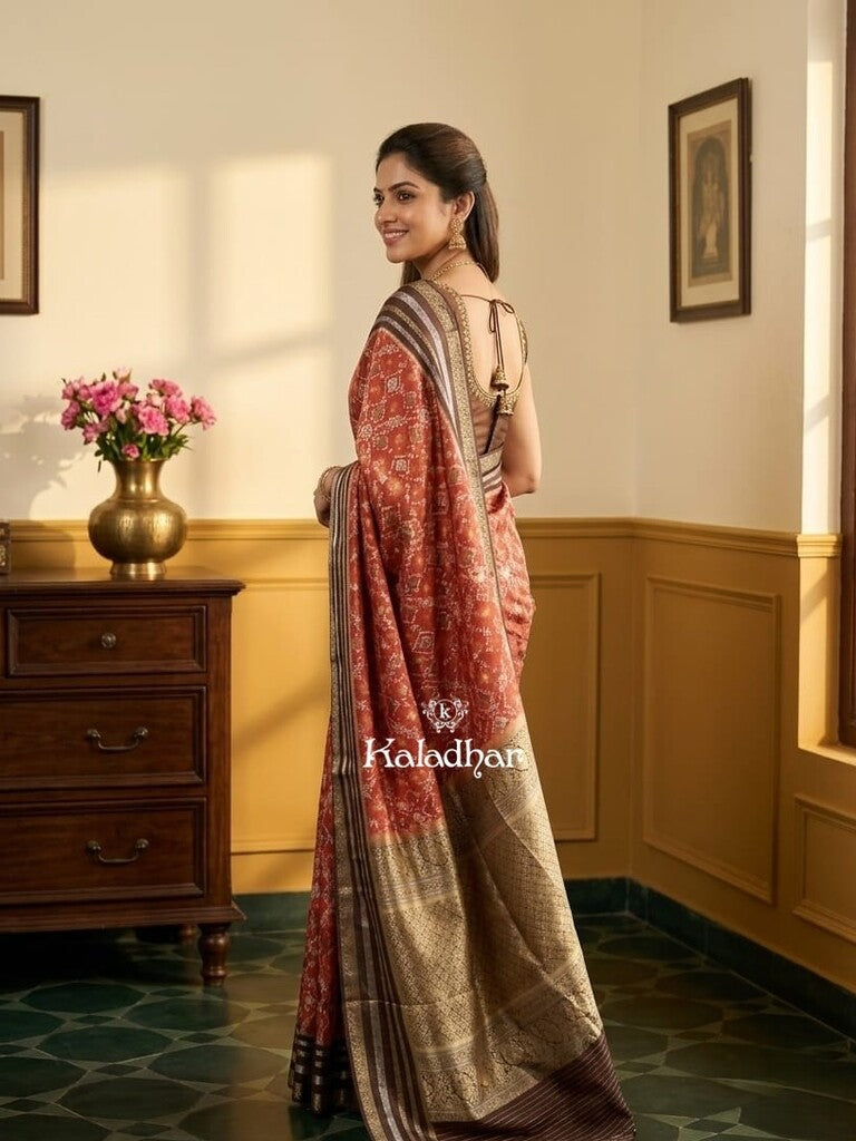 Banaras patola fancy saree for women | royal blue | zari border | party wear