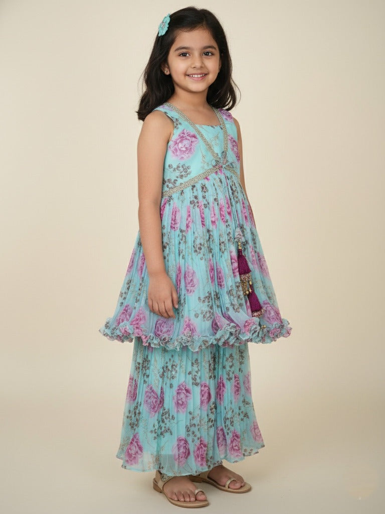 Organza floral sharara dress for kids | Pretty party & festive outfit