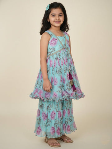 Organza floral sharara dress for kids | Pretty party & festive outfit
