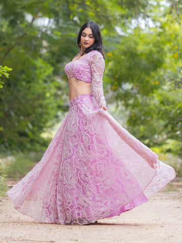 Pastel Lavender Net Lehenga