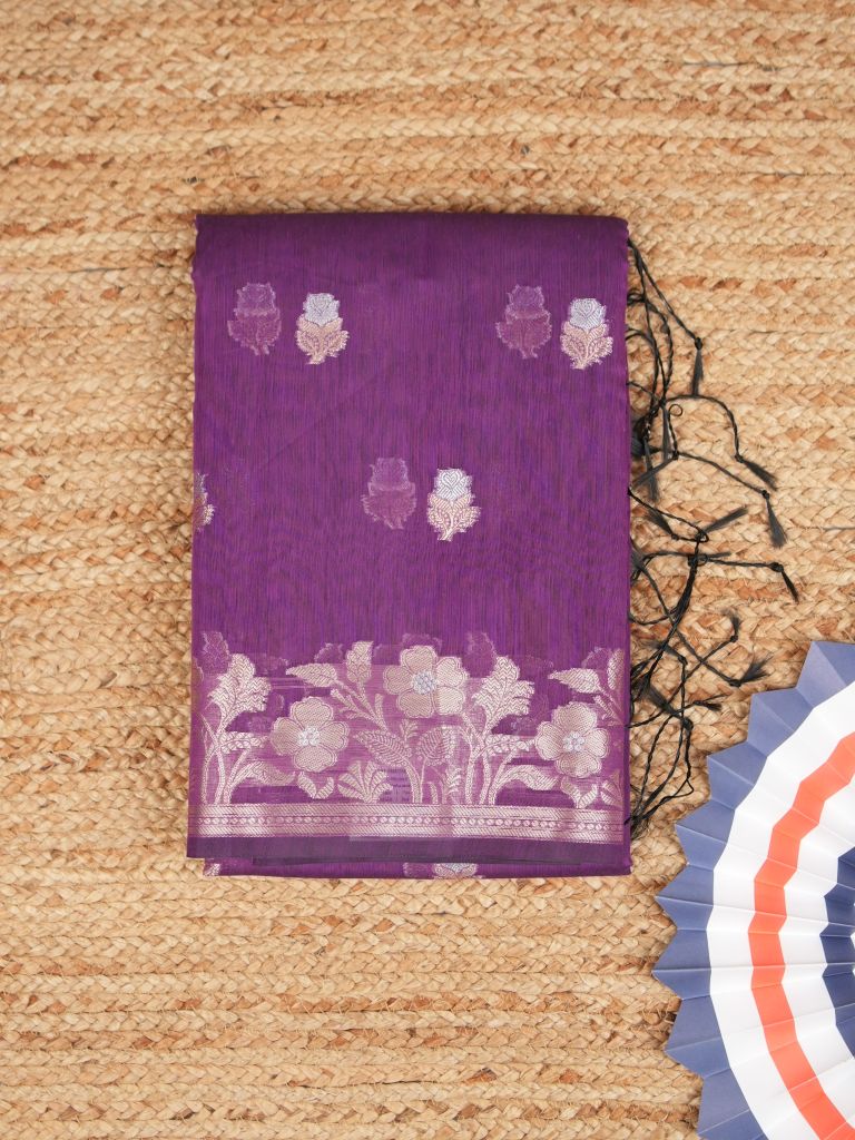 Chanderi fancy saree for women | Black | Zari border | Party wear