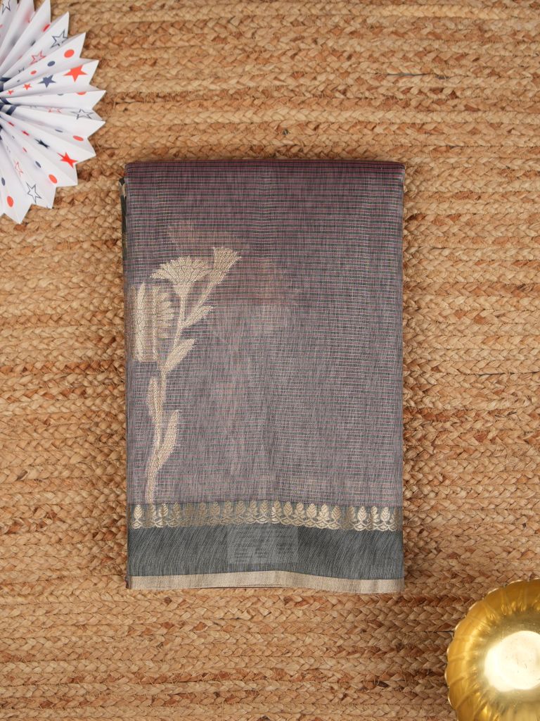Chanderi tissue saree for women | Pink | Party wear | Zari border