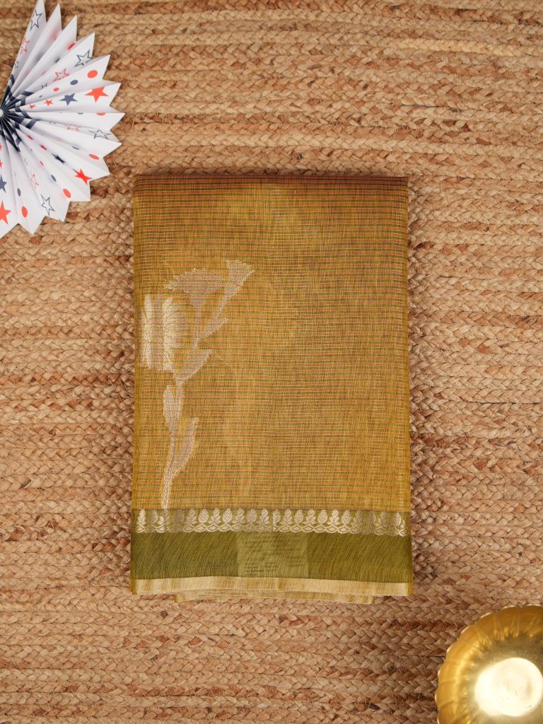Chanderi tissue saree for women | Pink | Party wear | Zari border