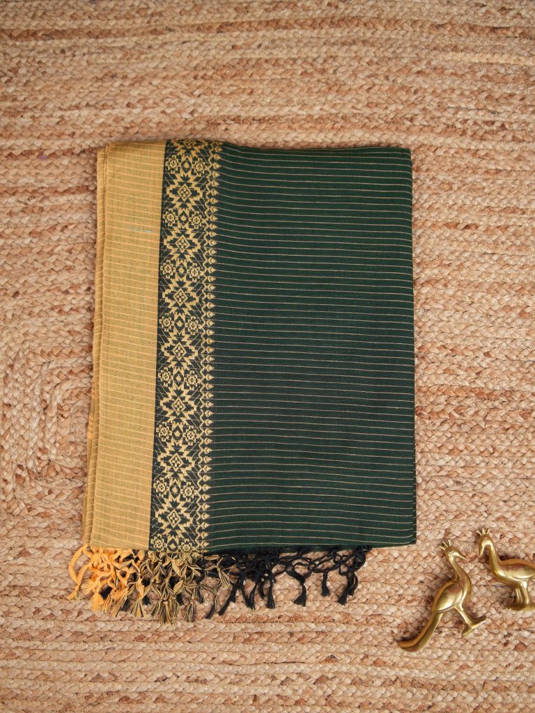 Khadi cotton saree for women | Purple | Weaving border | Running blouse