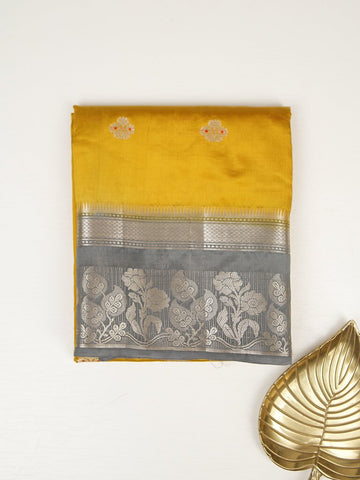 Green mango fancy saree for women | golden yellow | zari border | party wear