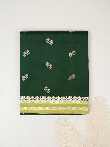 Banaras fancy saree for women | bottle green | zari border | party wear