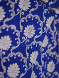 Banaras pattu saree royal blue color allover zari weaves & zari border with rich pallu and attached plain blouse
