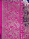 Banaras pattu saree royal blue color allover zari weaves & zari border with rich pallu and attached plain blouse