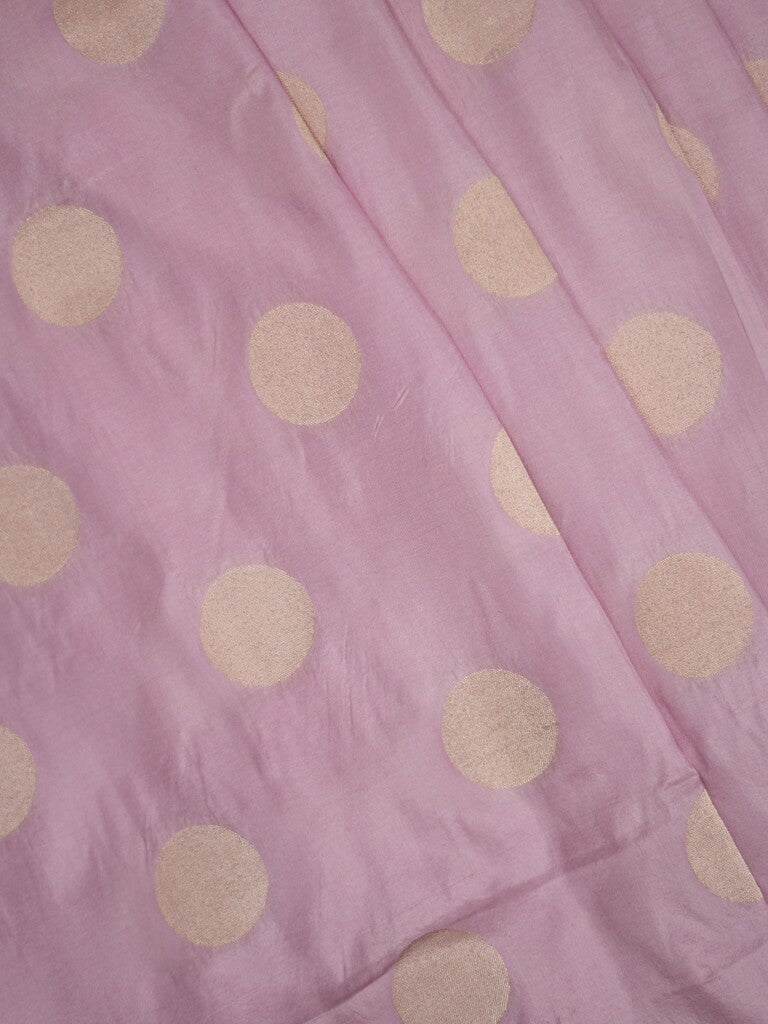 Banaras pattu saree pastel purple color allover zari weaves & zari border with rich pallu and attached plain blouse