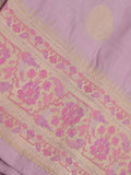 Banaras pattu saree pastel purple color allover zari weaves & zari border with rich pallu and attached plain blouse