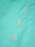 Banaras pattu saree sky blue color allover zari motifs & zari border with rich pallu and contrast plain blouse