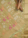 Banaras tissue pattu saree dark beige color allover zari weaves & zari border with rich pallu and attached plain blouse