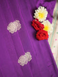 Banaras pattu saree violet color allover zari weaves & zari border with rich pallu and attached plain blouse