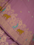 Banaras pattu saree light purple color allover zari weaves & zari border with rich pallu and attached plain blouse