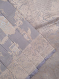 Banaras pattu saree grey color allover zari weaves & zari border with rich pallu and attached plain blouse
