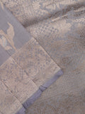 Banaras pattu saree grey color allover zari weaves & zari border with rich pallu and attached plain blouse