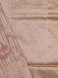 Banaras tissue pattu saree beige color allover zari weaves & zari border with rich pallu and attached plain blouse