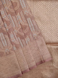 Banaras tissue pattu saree beige color allover zari weaves & zari border with rich pallu and attached plain blouse
