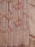 Banaras tissue pattu saree beige color allover zari weaves & zari border with rich pallu and attached plain blouse