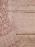 Banaras tissue pattu saree beige color allover zari weaves & zari border with rich pallu and attached plain blouse