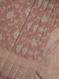 Banaras tissue pattu saree beige color allover zari weaves & zari border with rich pallu and attached plain blouse