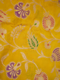 Banaras pattu saree golden yellow color allover zari weaves & zari border with rich pallu and attached plain blouse