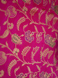 Banaras pattu saree rani pink color allover zari weaves & zari border with rich pallu and attached plain blouse