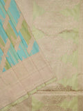 Banaras pattu saree pastel blue color allover zari weaves & zari border with rich pallu and attached plain blouse
