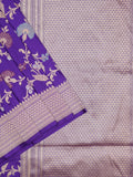 Banaras pattu saree royal blue color allover zari weaves & zari border with rich pallu and attached plain blouse