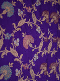 Banaras pattu saree royal blue color allover zari weaves & zari border with rich pallu and attached plain blouse