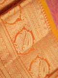 Kanchi pattu saree light pink color allover zari weaves & kanchi border with rich pallu and contrast blouse
