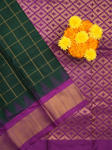 Gadwal pattu saree black color allover zari weaves & kanchi border with rich pallu and contrast plain blouse