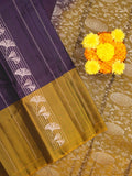 Kanchi pattu saree violet color allover zari motifs & zari border with rich pallu and contrast plain blouse