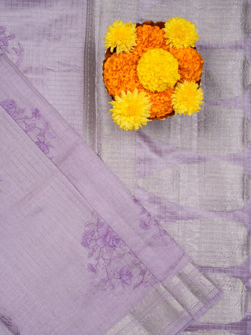 Raw mango pattu saree lavender color allover zari weaves & zari border with zari pallu and self blouse