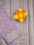Raw mango pattu saree lavender color allover zari motifs & zari border with zari pallu and brocade blouse