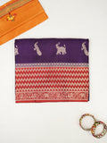 Tabby silk fancy saree allover zari motifs and zzari border with brocade pallu and contrast blouse