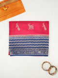 Tabby silk fancy saree allover zari motifs and zzari border with brocade pallu and contrast blouse