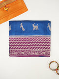 Tabby silk fancy saree allover zari motifs and zzari border with brocade pallu and contrast blouse