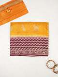 Tabby silk fancy saree allover zari motifs and zzari border with brocade pallu and contrast blouse