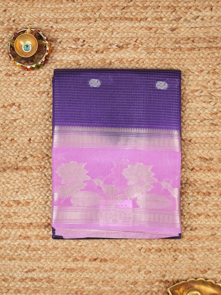 Dupion fancy saree allover zari motifs and zari border with contrast blouse
