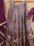 Classy light purple dola silk lehenga set with elegant zari featuring soft fabric | Ready to wear
