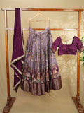 Classy light purple dola silk lehenga set with elegant zari featuring soft fabric | Ready to wear