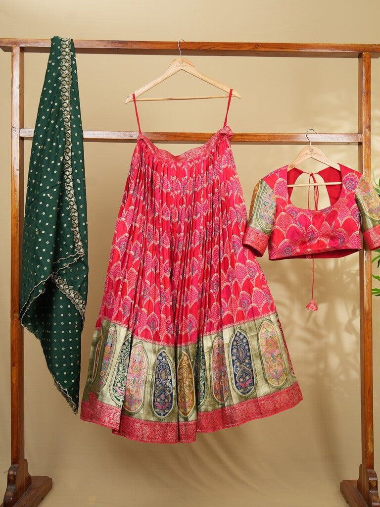 Pink dola silk allover weaving lehenga set with dupatta | Ready to wear