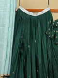 Raw mango lehenga set in dark green color with elegant weaving | Ready to wear